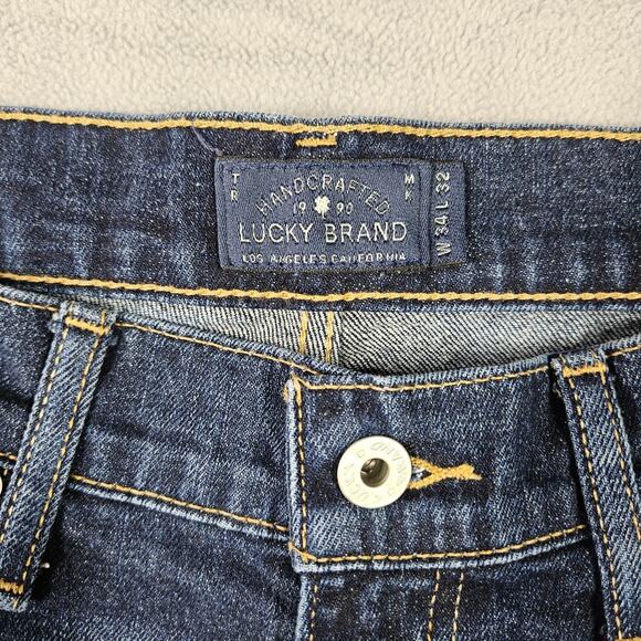 Lucky Brand Jeans Mens 34x30.75 410 Athletic Straight Blue Mid Rise Dark Wash - Picture 3 of 13